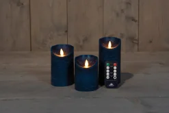 Intratuin LED Kerzen Rustic 3er-Set mit Fernbedienung blau| Led Kerzen