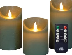 Intratuin LED Kerzen Rustic 3er-Set mit Fernbedienung grün| Led Kerzen