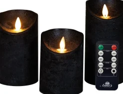 Intratuin LED Kerzen Rustic 3er-Set mit Fernbedienung schwarz| Led Kerzen