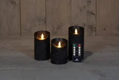 Intratuin LED Kerzen Rustic 3er-Set mit Fernbedienung schwarz| Led Kerzen