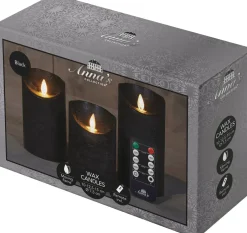 Intratuin LED Kerzen Rustic 3er-Set mit Fernbedienung schwarz| Led Kerzen