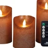 Intratuin LED Kerzen Rustic 3er-Set mit Fernbedienung orange / kupfer| Led Kerzen