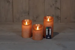 Intratuin LED Kerzen Rustic 3er-Set mit Fernbedienung orange / kupfer| Led Kerzen