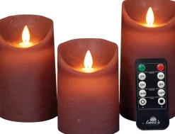 Intratuin LED Kerzen Rustic 3er-Set mit Fernbedienung alsrosa| Led Kerzen
