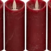 Intratuin LED Kerzen-Set 4 St. 'Rustik' mit Fernbedienung D 5,2 H 12,5 cm bordeaux| Led Kerzen