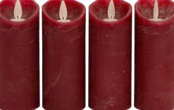 Intratuin LED Kerzen-Set 4 St. 'Rustik' mit Fernbedienung D 5,2 H 12,5 cm bordeaux| Led Kerzen
