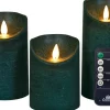 Intratuin LED Kerzen-Set 3 St. 'Rustik' mit Fernbedienung grün| Led Kerzen