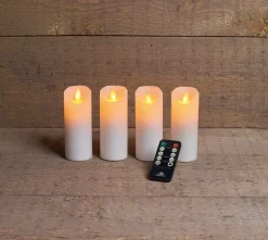 Intratuin LED Kerzen-Set 4 St. 'Rustik' mit Fernbedienung D 5,2 H 12,5 cm weiß| Led Kerzen