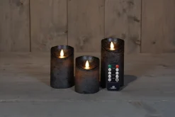 Intratuin LED Kerzen-Set 'Rustik' mit Fernbedienung anthrazit 3 St.| Led Kerzen