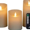 Intratuin LED Kerzen-Set 'Rustik' mit Fernbedienung elfenbein 3 St.| Led Kerzen