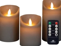 Intratuin LED Kerzen-Set 'Rustik' mit Fernbedienung beige 3 St.| Led Kerzen