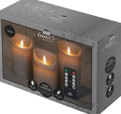 Intratuin LED Kerzen-Set 'Rustik' mit Fernbedienung beige 3 St.| Led Kerzen