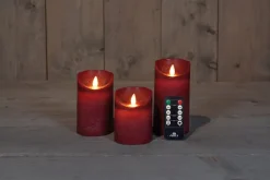 Intratuin LED Kerzen-Set 'Rustik' mit Fernbedienung bordeaux 3 St.| Led Kerzen