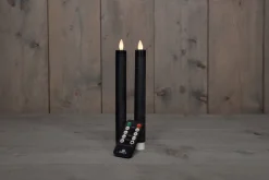 Intratuin LED Stabkerzen mit Fernbedienung schwarz D 2,5 H 23 cm 2 St.| Led Kerzen