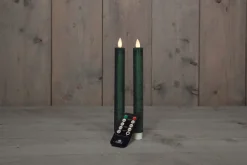 Intratuin LED Stabkerzen mit Fernbedienung dunkelgrün D 2,5 H 23 cm 2 St.| Led Kerzen