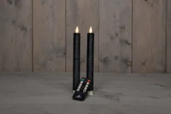 Intratuin LED Stabkerzen mit Fernbedienung anthrazit D 2,5 H 23 cm 2 St.| Led Kerzen