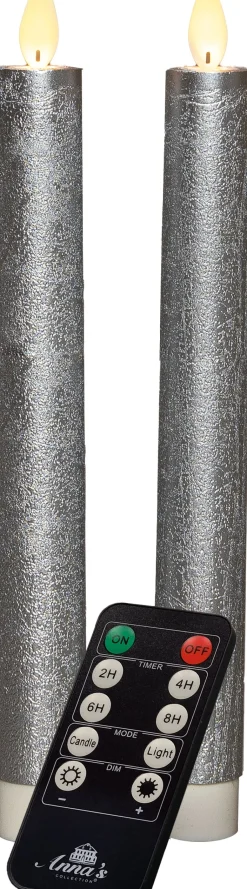 Intratuin LED Stabkerzen mit Fernbedienung silber D 2,5 H 23 cm 2 St.| Led Kerzen