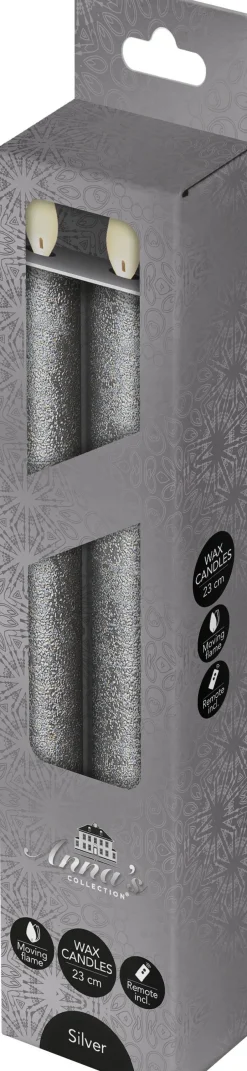 Intratuin LED Stabkerzen mit Fernbedienung silber D 2,5 H 23 cm 2 St.| Led Kerzen