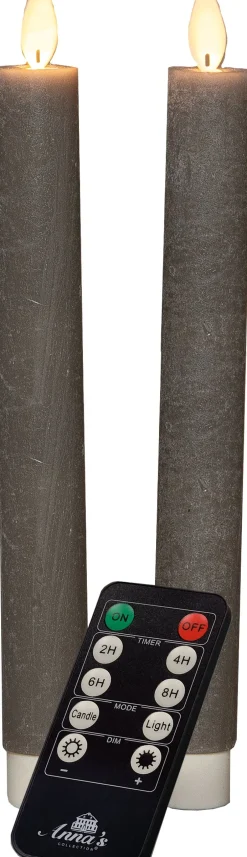Intratuin LED Stabkerzen mit Fernbedienung taupe D 2,5 H 23 cm 2 St.| Led Kerzen