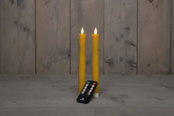 Intratuin LED Stabkerzen mit Fernbedienung gelb D 2,5 H 23 cm 2 St.| Led Kerzen