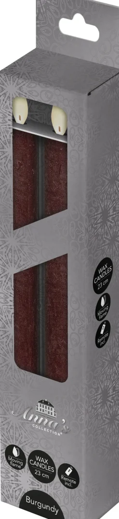 Intratuin LED Stabkerzen 'Rustik' H 23 cm bourdeaux 2 St.| Led Kerzen
