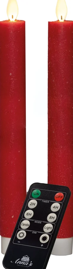 Intratuin LED Stabkerzen 'Rustik' H 23 cm rot 2 St.| Led Kerzen