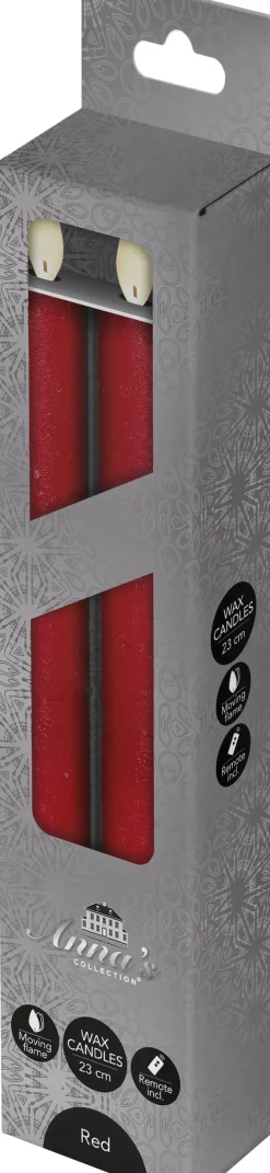Intratuin LED Stabkerzen 'Rustik' H 23 cm rot 2 St.| Led Kerzen