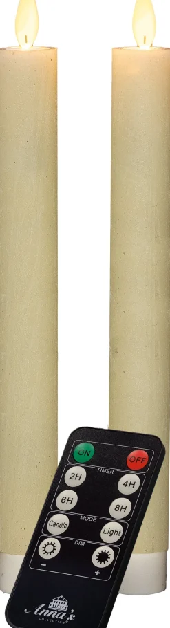 Intratuin LED Stabkerzen 'Rustik' H 23 cm creme 2 St.| Led Kerzen