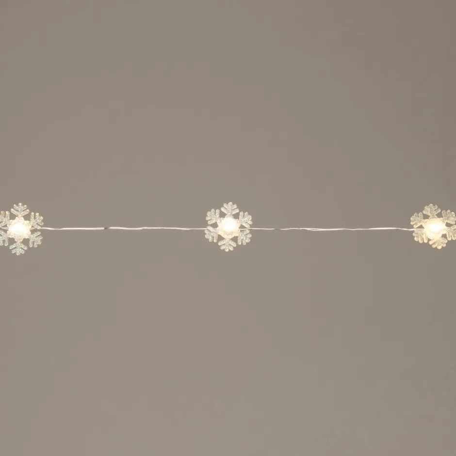 Intratuin Lichterkette Schneeflocken silber 1 m mit 10 LEDs warmweiß| Motiv-Lichterketten