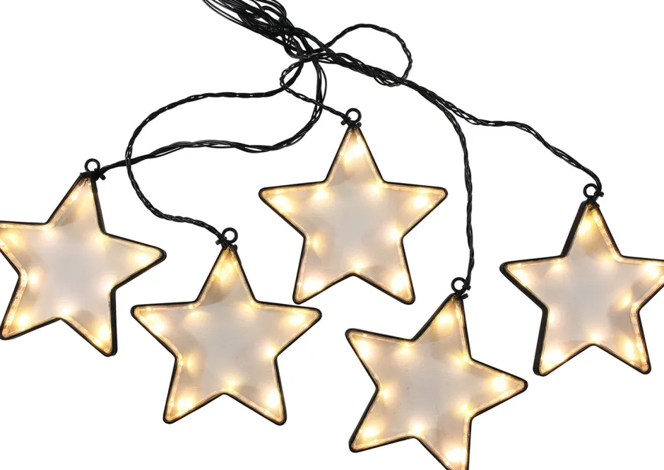 Intratuin Lichterkette Sterne schwarz mit 75 LED warmweiß 2 m| Motiv-Lichterketten