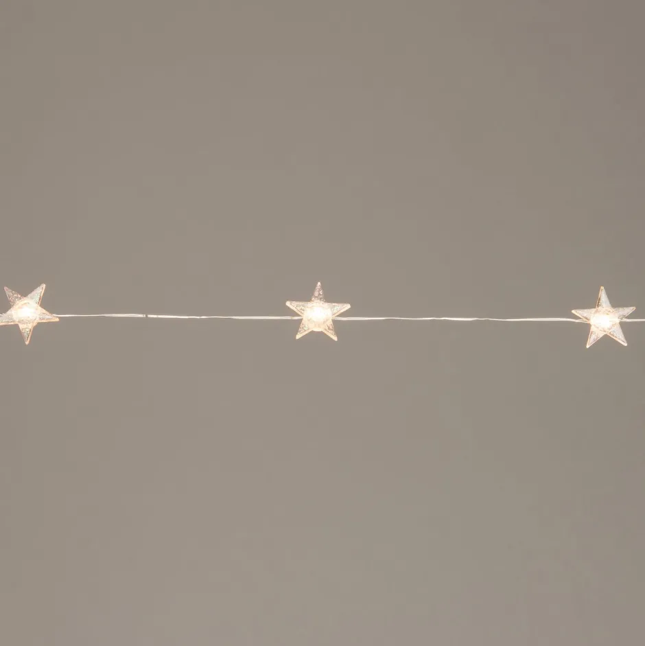 Intratuin Lichterkette Sterne silber 1m mit 10 LEDs warmweiß| Motiv-Lichterketten
