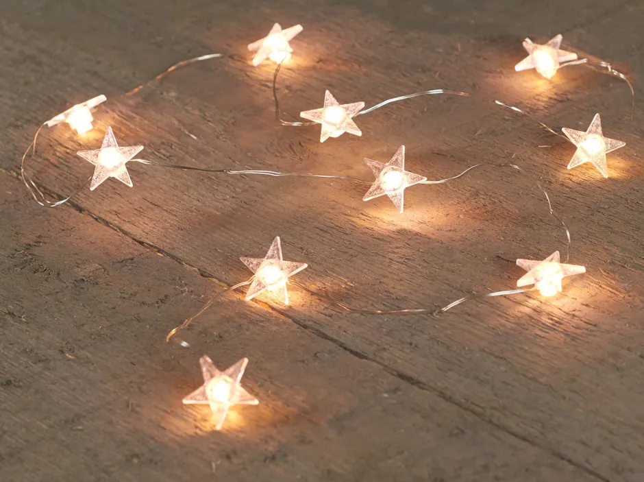 Intratuin Lichterkette Sterne silber 1m mit 10 LEDs warmweiß| Motiv-Lichterketten
