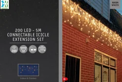 Intratuin Lichtervorhang mit 200 LEDs warmweiß 500 x 70 cm| Eisregen Lichterketten