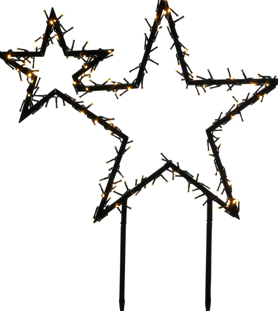 Intratuin Luca Lighting Gartenstecker Stern schwarz mit 220 LEDs extra warmweiss 70 x 3 x 82 cm| Weihnachtsfiguren (Außen)