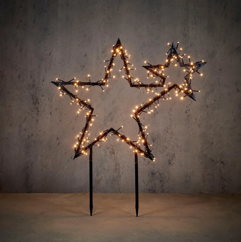 Intratuin Luca Lighting Gartenstecker Stern schwarz mit 220 LEDs extra warmweiss 70 x 3 x 82 cm| Weihnachtsfiguren (Außen)