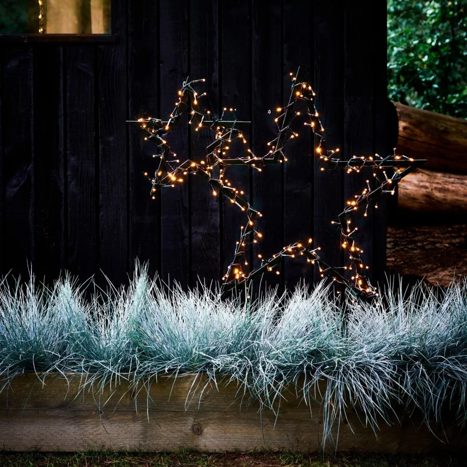 Intratuin Luca Lighting Gartenstecker Stern schwarz mit 220 LEDs extra warmweiss 70 x 3 x 82 cm| Weihnachtsfiguren (Außen)