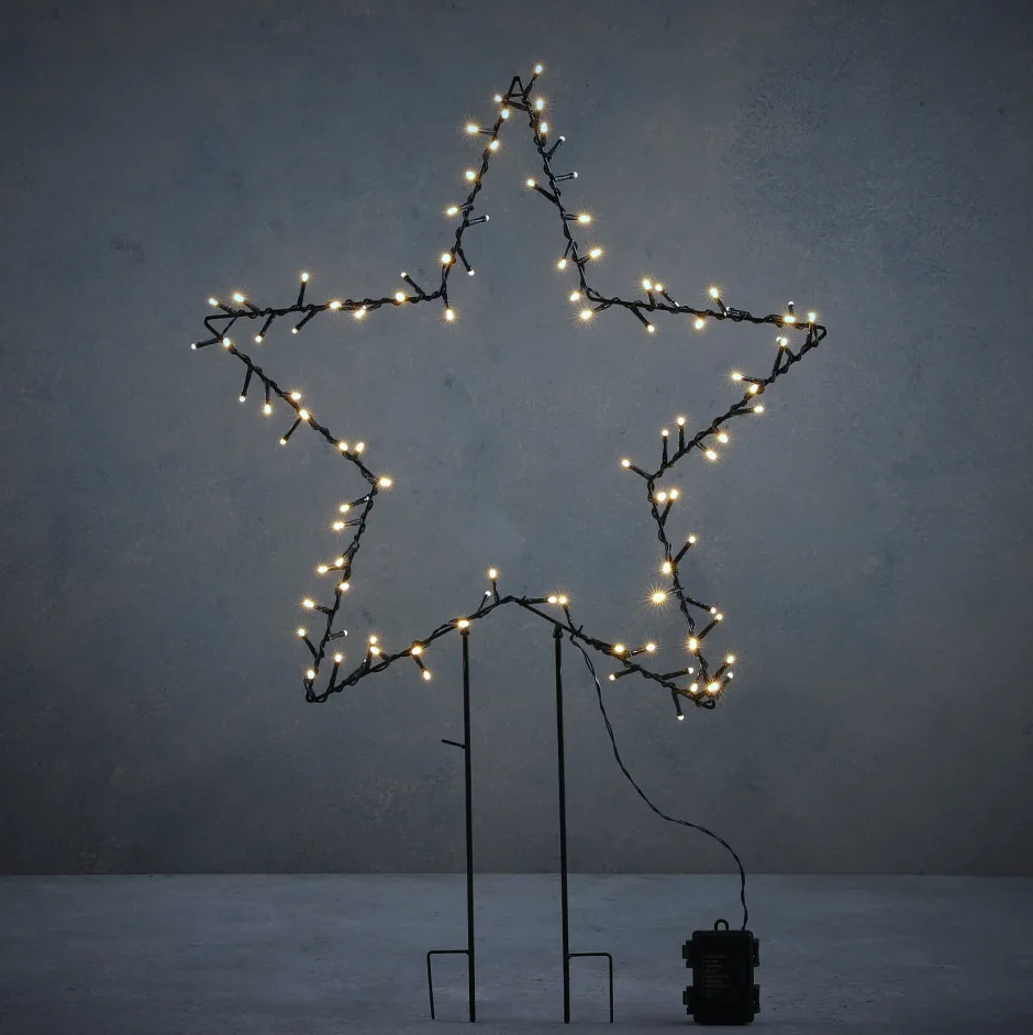 Intratuin Luca Lighting Gartenstecker Stern mit Timer warmweiß 55 x 1 x 79 cm| Weihnachtssterne|Weihnachtsfiguren (Außen)