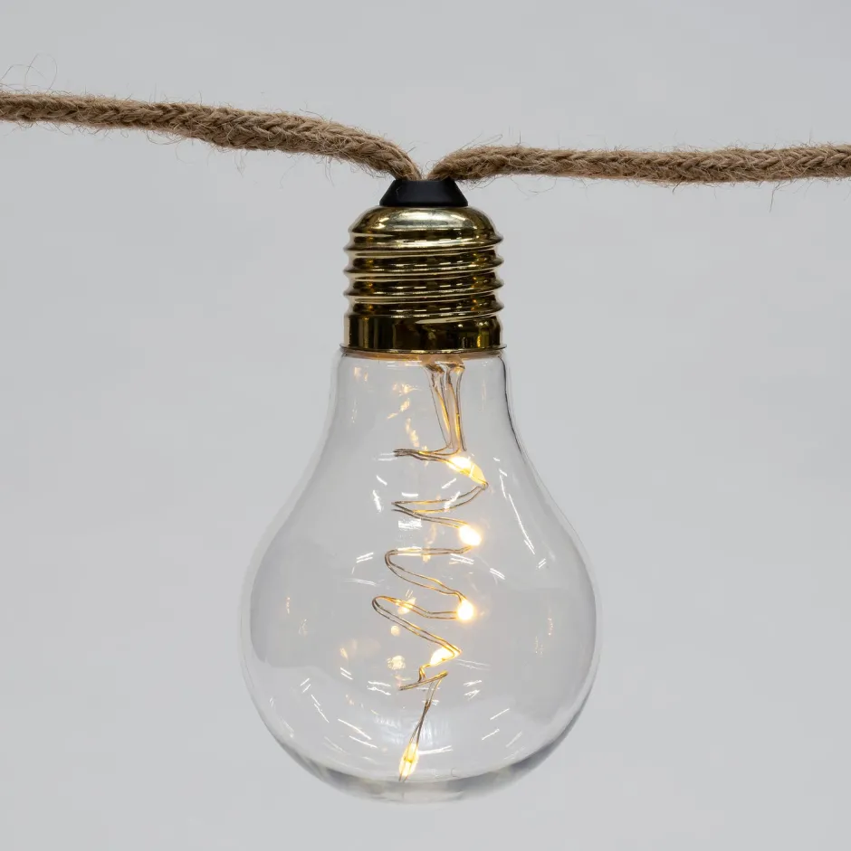 Intratuin Luca Lighting Glühbirnen-Lichterkette (Seil) 8,15 m mit 10 Birnen (D 6 cm) und 50 LEDs warmweiß| Motiv-Lichterketten