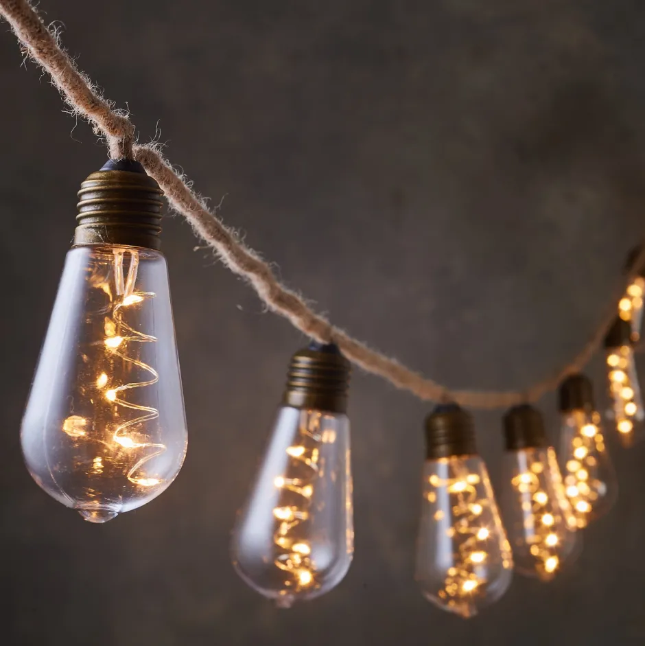 Intratuin Luca Lighting Glühbirnen-Lichterkette (Seil) 8,15 m mit 10 Birnen (D 5 cm) und 50 LEDs warmweiß| Motiv-Lichterketten