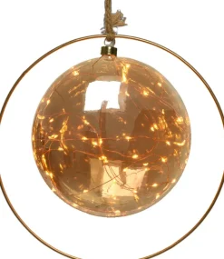 Intratuin Lumineo Beleuchtete Kugel im Ring mit LEDs orange D 20 cm| Weihnachtsdeko Zum Aufhängen