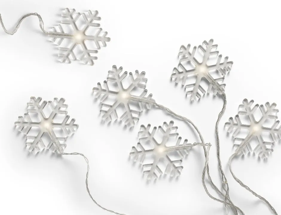 Intratuin Lumineo Lichterkette Schneeflocken transparent mit 8 LEDs warmweiß 105 cm| Motiv-Lichterketten