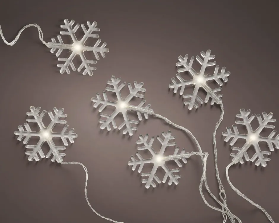 Intratuin Lumineo Lichterkette Schneeflocken transparent mit 8 LEDs warmweiß 105 cm| Motiv-Lichterketten