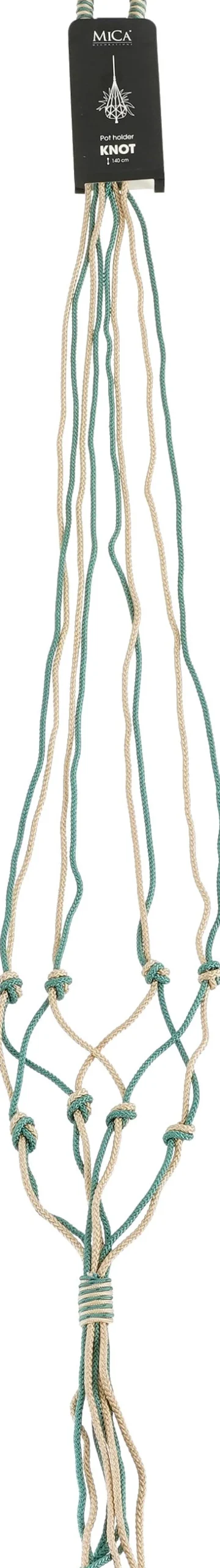 Intratuin Mica Decorations Makramee Blumenampel Knoten grün/beige H 140 cm| Blumenampeln & Pflanzenhalter