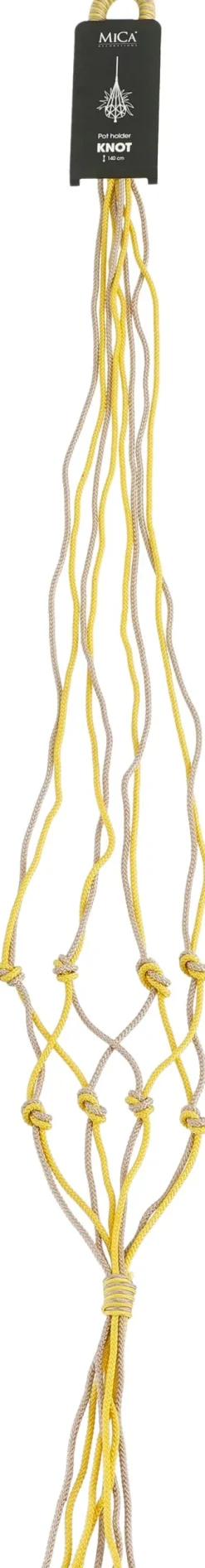 Intratuin Mica Decorations Makramee Blumenampel Knoten braun/gelb H 140 cm| Blumenampeln & Pflanzenhalter
