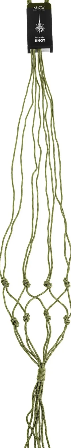 Intratuin Mica Decorations Makramee Blumenampel Knoten grün H 140 cm| Blumenampeln & Pflanzenhalter