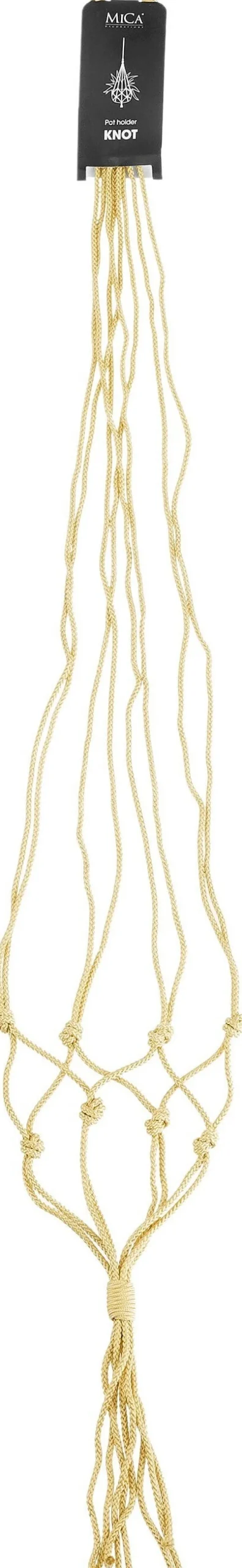 Intratuin Mica Decorations Makramee Blumenampel Knoten gelb H 140 cm| Blumenampeln & Pflanzenhalter