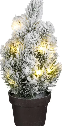 Intratuin Mica Decorations Mini-Weihnachtsbaum Ivo mit Schnee beleuchtet grün D 7,5 H 24 cm| Weihnachtsfiguren & -Objekte