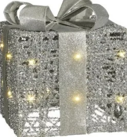 Intratuin Mica Decorations Weihnachtsdeko Geschenk silber 20 x 20 x 24 cm| Weihnachtsfiguren & -Objekte