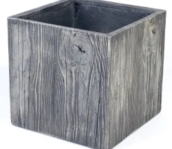 Intratuin Pflanzkübel Wood 44 x 44 x 42 cm grau| Blumentöpfe|Blumentöpfe & Pflanzgefäße
