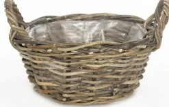 Intratuin Pflanzkorb mit Henkeln grau-braun D 35 cm H 15 cm| Pflanzkörbe|Blumentöpfe & Pflanzgefäße